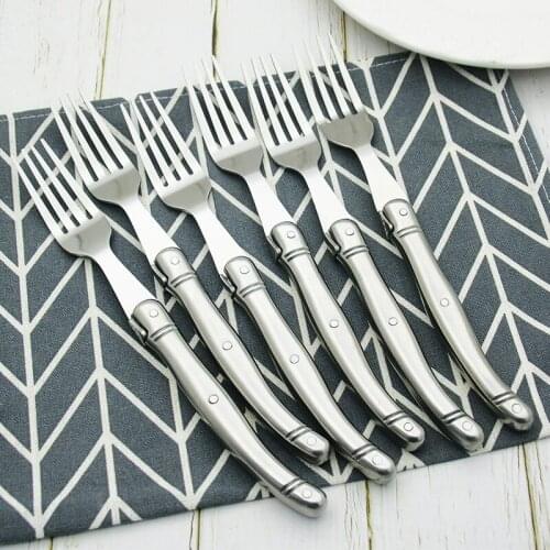 6pcs 9inch Laguiole Stainless Steel Steak Forks set Tableware Hollow Handle Cutlery Silverware Dessert Fruit Fork Dinnerware