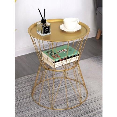 Nordic Iron Art Small Coffee Table Mini Sofa Corners Bedroom Bedside Table Small Round Table Net Red Creative Storage Table