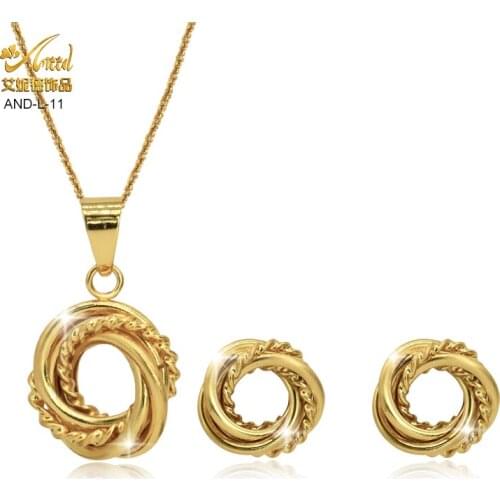 ANIID Necklace And Earrings Jewelery Gold Filled Jewelry Set For Womens 24k Indian Wedding Bride Vintage Pendant Brazillian New