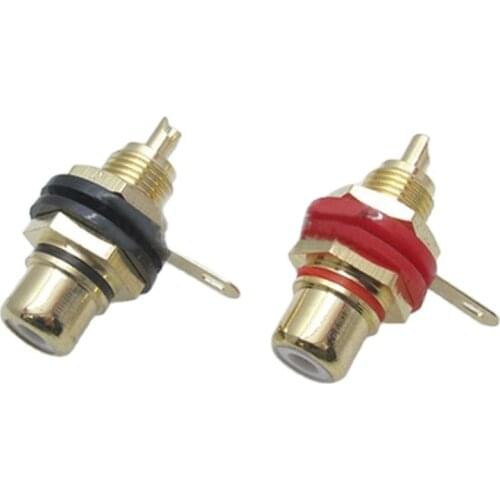 A pair Banana connector Gold-plated copper RCA plug RCA seat Stereo amplifier speakers terminal connector high quality