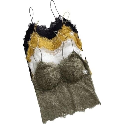 PERHAPS U Women Summer Solid Color Lace Floral Mesh Sexy V-Neck Backless Camis Strap Blouse Tops B3081