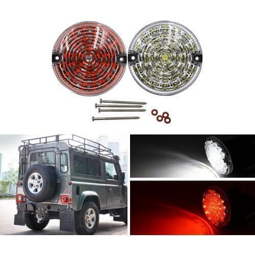 Fits For Land Rover Defender / Defender Cabrio Clear Red Lens Rear 95mm Led Round Fog Reversing/Backup Light Kits