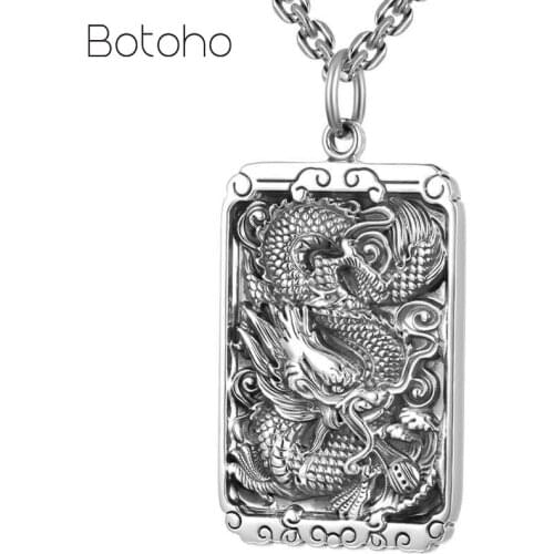 Chinese Culture Dragon and Cloud Pendant & Snake Chain Solid 925 Sterling Silver colour Mens women Lucky Auspicious Jewelry