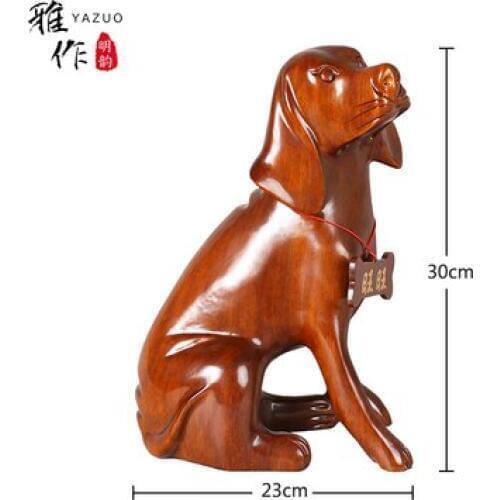 Wmanual ood carving twelve Chinese Zodiac dog lucky dog ornaments Wangcai crafts mahogany wood quality business gifts