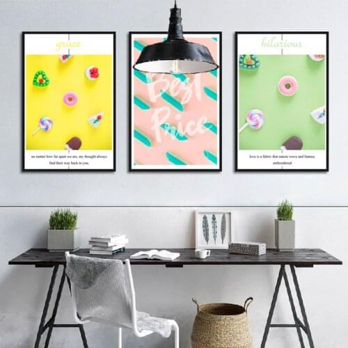 Nordic Simple Canvas Painting Posters Delicious Donuts Candy Wall Art Mural Home Decor Convenience Store Restaurant Kitchen