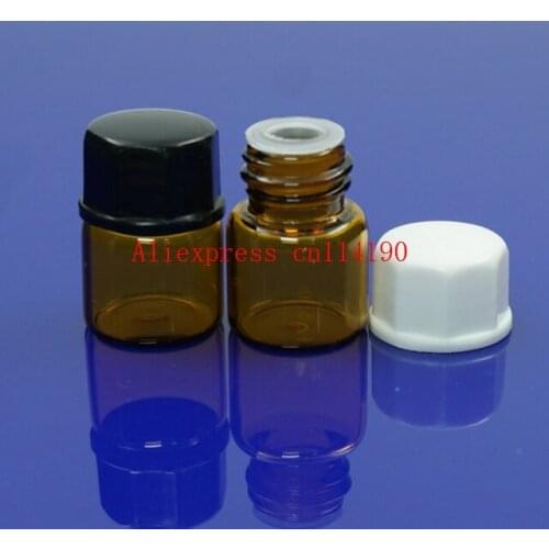 Brand new 1ml essential oil glass vial with screw cap , small sample perfume glass bottle ,oil glass container with stopper