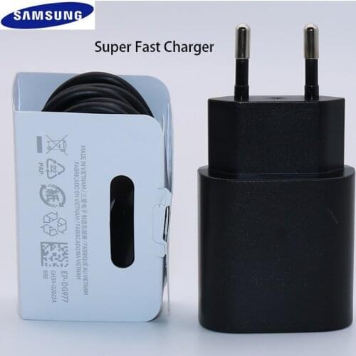 Samsung S21 Note 20 10 A70 Super Fast Charger Cargador 25W EU Power Adapter For Galaxy Note20 S20 A90 A80 S10 5G type C Cable
