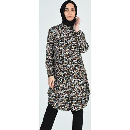 Minahill Patterned Viscose Tunic 6457-03 Black 6457-03