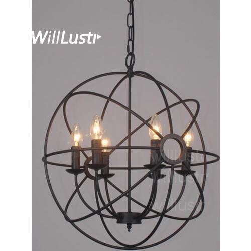 Vintage Pendant Lamp FOUCAULTS ORB CHANDELIER RUSTIC IRON Loft industry country gyro diameter 50cm 65cm 80cm suspension light