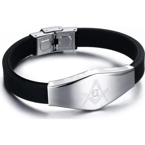 Vintage Freemason Masonic Bracelets Silicone Titanium Wristband Masonic Bracelet Mens Fashion Jewelry Accessory Gift 20pcs/lot