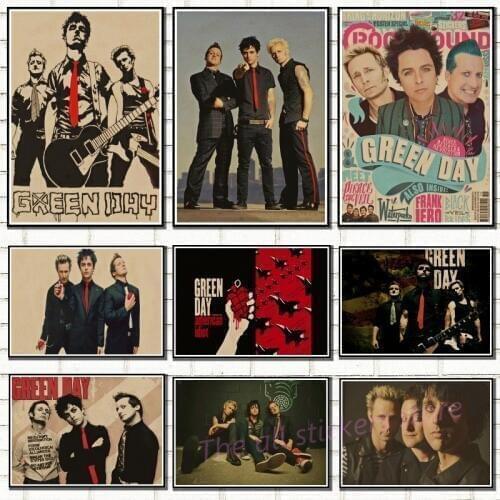 Vintage poster. green day rock band music Guitar Matte Kraft Paper Antique Poster Wall Sticker Home Decora/6019