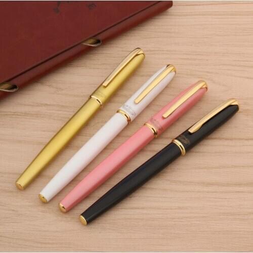 High quality 007 metal fountain pen pink golden bend nib Black Stationery Office school supplies Writing new