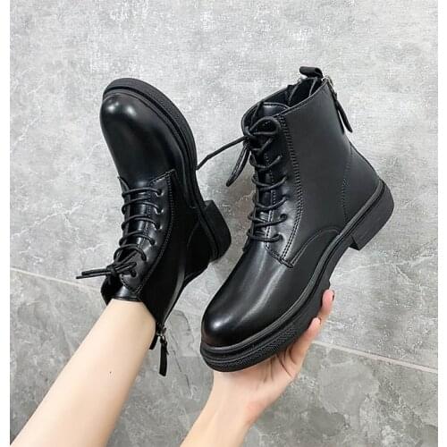 Boots women British style platform ankle boots fashion lace-up 2021 fashion spring and autumn trend single boots women