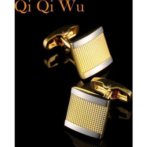 Gold Cufflinks for Mens French Shirt Designer Brand Cuff links Buttons Golden High Quality Luxury Male Wedding Jewelry Men Gift