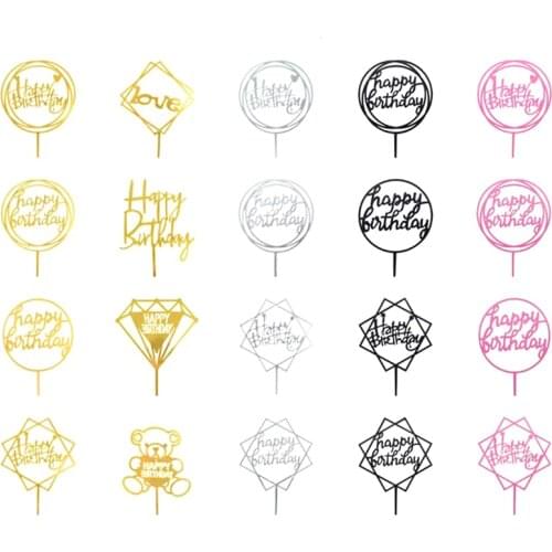 10Pcs Acrylic Hand writing Happy Birthday Cake Topper Dessert Decoration for Birthday Party Lovely Gift