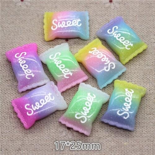 10pcs Resin Gradual Colors Sweet Candy Simulation Food Art Supply Decoration Charm Craft,17*25mm