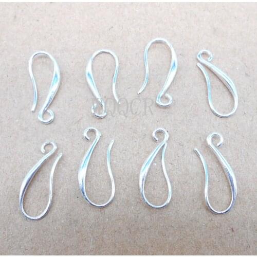 100PCS Fashion Jewelry Components 925 Sterling Silver Smooth Surface Earrings Accessories For Women Earring Hooks Fitting