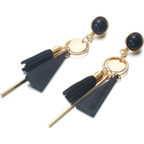 2021 New FashionPersonality Fashion triangle geometric wood earrings Retro female tassel long women earrings Jewelry Gift