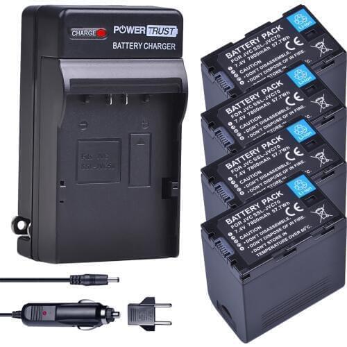 4Pcs SSL-JVC70 JVC70 SSLJVC70 Li-ion Battery +Digital Wall Charger for JVC GY-HM600 GY-HM650 GY-HMQ10 GY-LS300 Camcorders