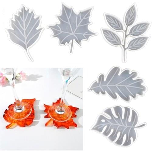 5Pcs Leaves Coaster Silicone Resin Mold Tropical Maple Leaf Resin Casting Mold for Casting Resin Concrete Art Crafts DIY Tool