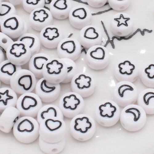 100pcs 4x7mm Flowers Stars Moon Acrylic Beads DIY Bracelets Necklaces Earrings Jewelry Making