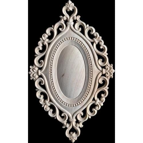 Flower Carving Natural Wood Appliques for Furniture Cabinet Unpainted Wooden Mouldings Decal Decorative Figurines Craft