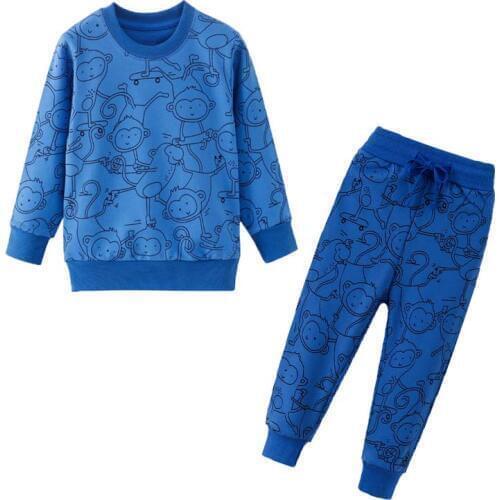 Children Winter Clothes Baby Boys Cartoon Clothing Sets Monkeys Printed Sweatsets for Baby Boys Girls Kids Clothes New Suits