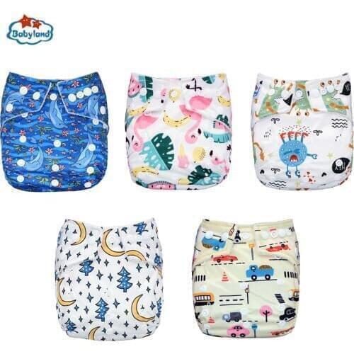 Babyland Baby Diaper 1PC /Pack Cloth Nappy Reusable Diaper Cover 3kg-15kg Baby Pocket Nappy Covers My Pick Newest Prints Diapers