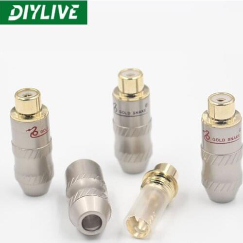 DIYLIVE Snake King Lotus Head Female Head Socket RCA Plug Speaker Audio and Video Plug Extension Cable Connector Accessories