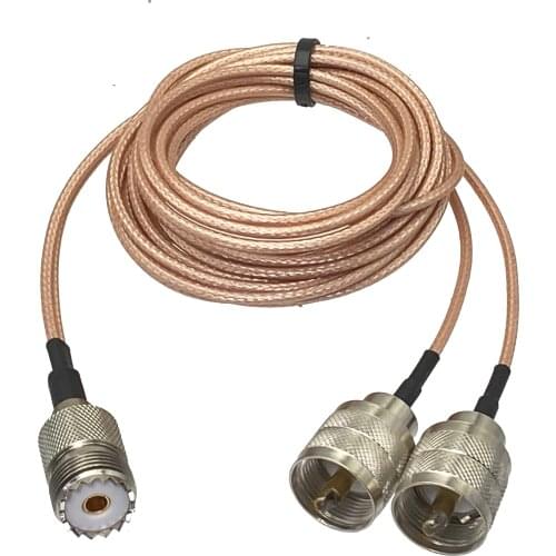 UHF SO239 Female Jack to 2 X UHF PL259 Male Connector cable Splitter Combiner Y type Pigtail RG316 6/8/12/20inch/3FT/6FT/10FT