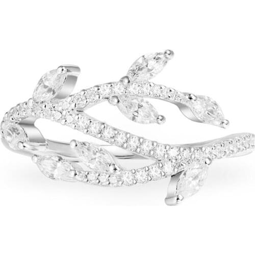 SLJELY Luxury Brand 925 Sterling Silver Festival Leaf Ring Full Cubic Zirconia Stones Tree Branch Ring Women Fine May Jewelry