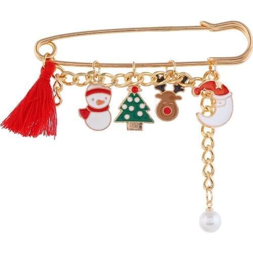 Fashion Enamel Christmas Safety Pin Brooch Latest Design Lovely Colorful Christmas Gift Brooch for the New Year