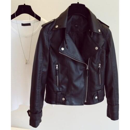 Fashion Basic Zipper Moto Biker Jackets Autumn Classic Coat Plus Size Outerwear Ladies PU Faux Leather Jacket Women 2011121