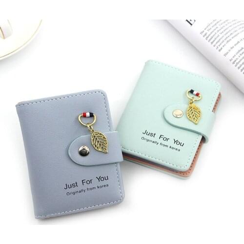 Fashion Short Wallet Bag for Women Leather Clutch Bags Cute Korean Credit Card Holder Female Folding Small Coin Purse Card Case