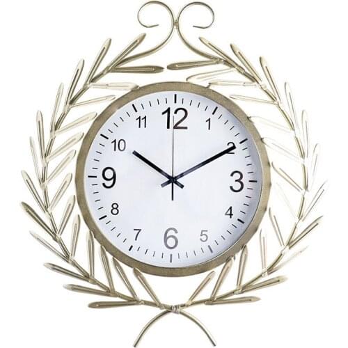 Nordic Plastic Wall Clock Silent Sweep Needlepoint Golden Wheat Metal Hanging Hands Clocks Ornaments Wooden Timepiece Home Decor