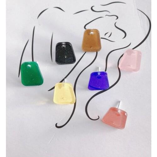 New 60pcs/lot color print geometry Trapezoid shape acrylic decoration fashion women stud earrings diy jewelry earring accessory