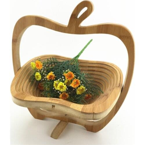 Creative Collapsible Fruit Basket Dried Fruit Basket Tray Turns into Basket Wooden Snack Storage Box Gifts for Family and Friend