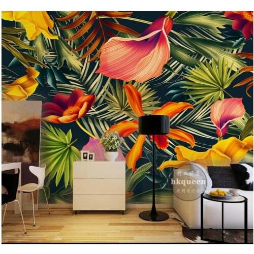 Custom 3d photo wallpaper for walls 3 d wall murals Setting wall rainforest plants flower banana hand-drawn cartoons home decor