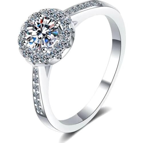 Luxury 925 Silver Carat Excellent Cut D Color Pass Diamond Test Mossanite Party Ring