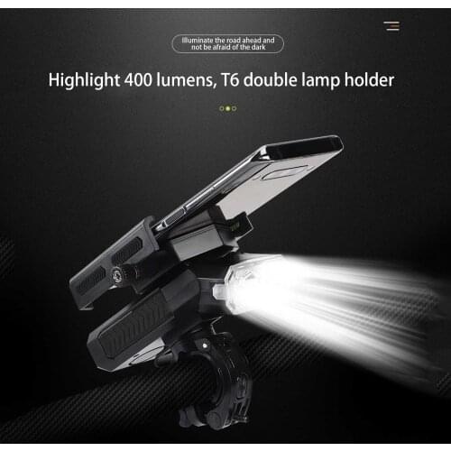 Led Bicycle Light Front USB Rechargeable Bike Light 5 In 1 USB Rechargeable Bicycle Lamp With Phone Holder