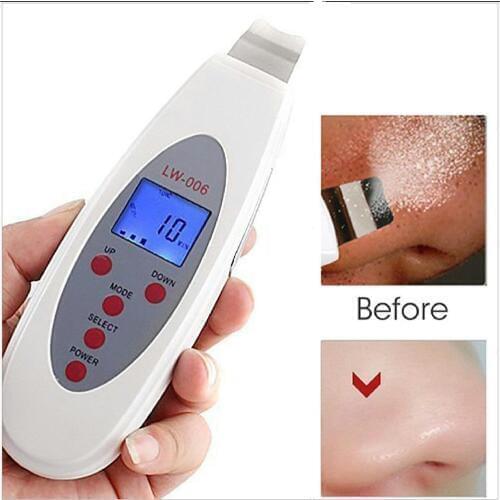 Ultrasonic Skin Scrubber Ultrasound Facial Skin Cleaner 4 Modes Ultrasonic Face Skin Peeling Massager Scrubber+Free Spray bottle