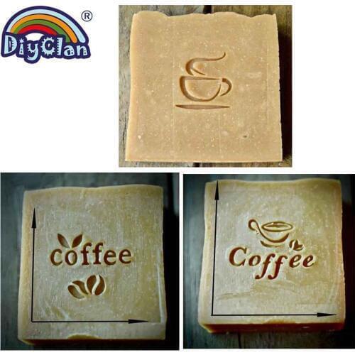 Coffee bean pattern handmade soap stamp coffee cup transparent Diy natural acrylic chapter plexiglass soap making stamp custom