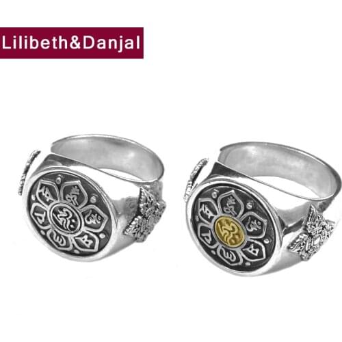 Rotatable Mantra Ring Real 925 Sterling Silver Vintage Buddha Heart Sutra Fashion Body Fine Jewelry Women Men 2021 Designer R11