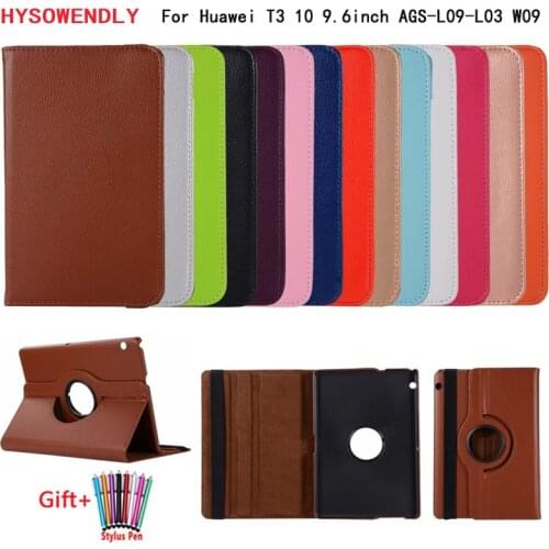 HYSOWENDLY 360 Rotating Tablets Cases For Huawei MediaPad T3 10 9.6inch AGS-L09-L03 W09 Leather TPU Covers Honor Play Pad 2 9.6"