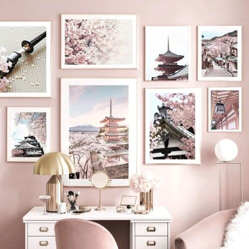 Japan Nagoya Samurai Sakura Fuji Mountain Wall Art Canvas Painting Nordic Posters And Prints Wall Pictures For Living Room Decor