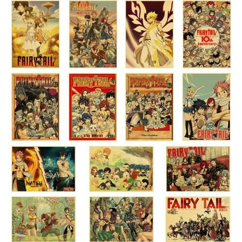 Japanese Anime Retro Canvas Painting Fairy Tail Art Posters and Prints Print Mural Cafe Childrens Bedroom Home Wall Decoration