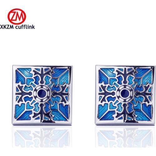 Brand Blue grid Cufflinks High Quality for Mens Shirt Wedding Party Cuff Links The Bake Lacquer Cuff Button Accessories