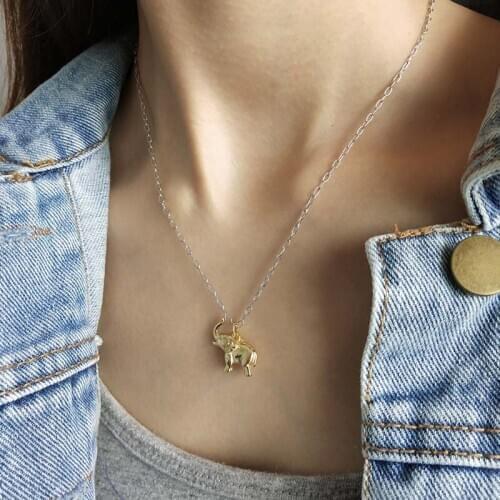 High Quality 100% 925 Sterling Silver Long Chain Pendant Necklace For Women Statement Animal Elephant Charm Necklace Party Gifts