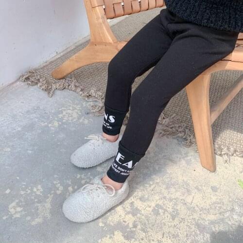 Girl boy winter pants printed leggings kids velvet inside warm clothing children trousers clothing