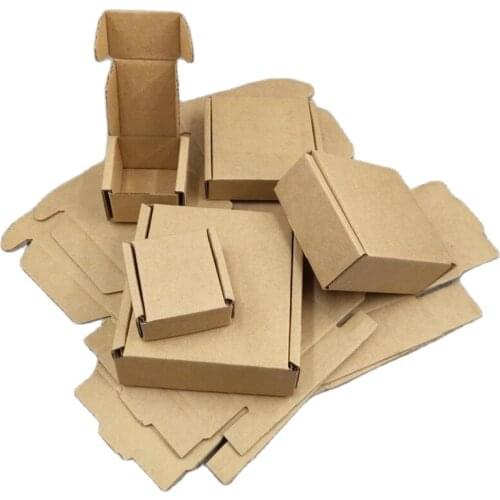 20pcs 10 sizes Small Corrugated Paper Box Accessories Paper Packaging Boxes DIY Blank Craft Box Cardboard Courier Box